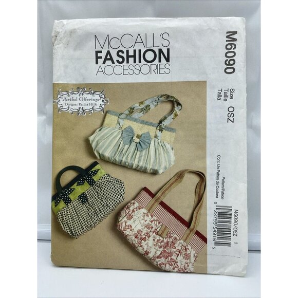McCall's M6090 Artful Offerings Karina Hittle Handbag Purse Bag Pocketbook Uncut - Picture 1 of 4